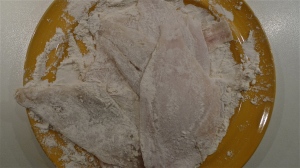 Flour coated Flounder fillets